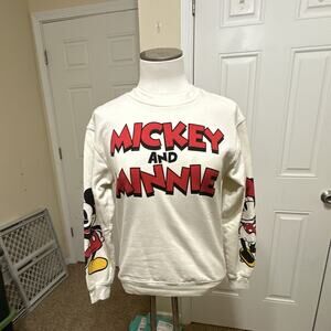 Disney Mickey and Minnie Mouse Graphic Crewneck Sweatshirt XS Vintage Style